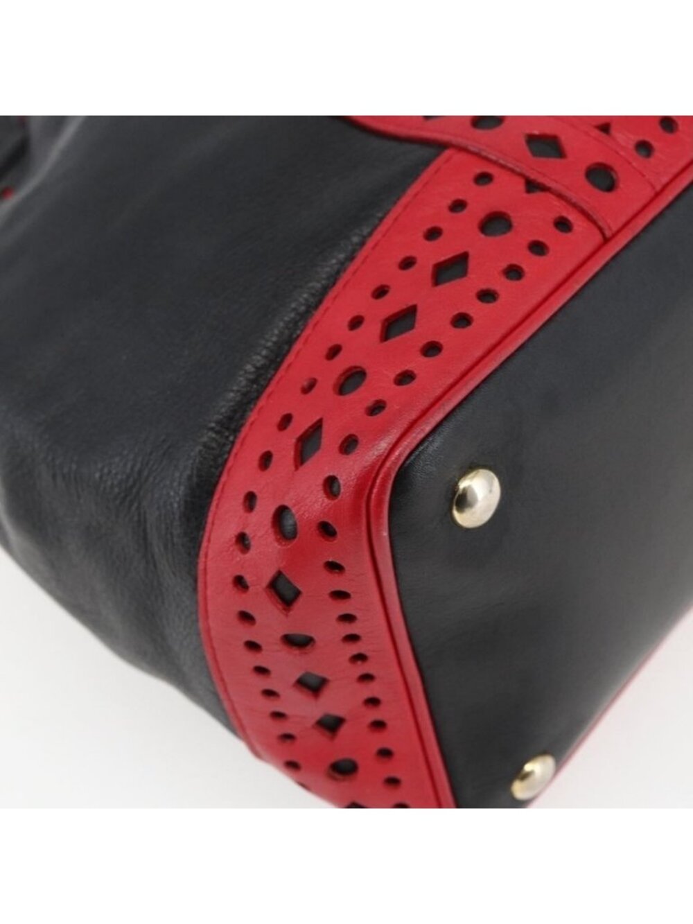 Authentic SAINT LAURENT Shoulder Bag Leather Black Red gold - Picture 5 of 16